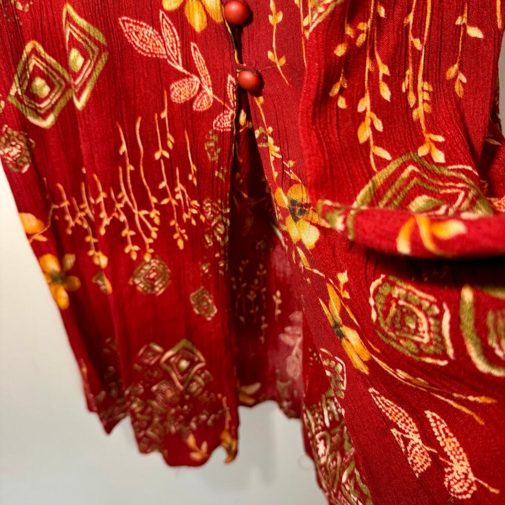 Vintage 90s Dawn Joy Fashions Floral Maxi Dress Criss Cross Back Size 5/6 Red - Picture 6 of 8